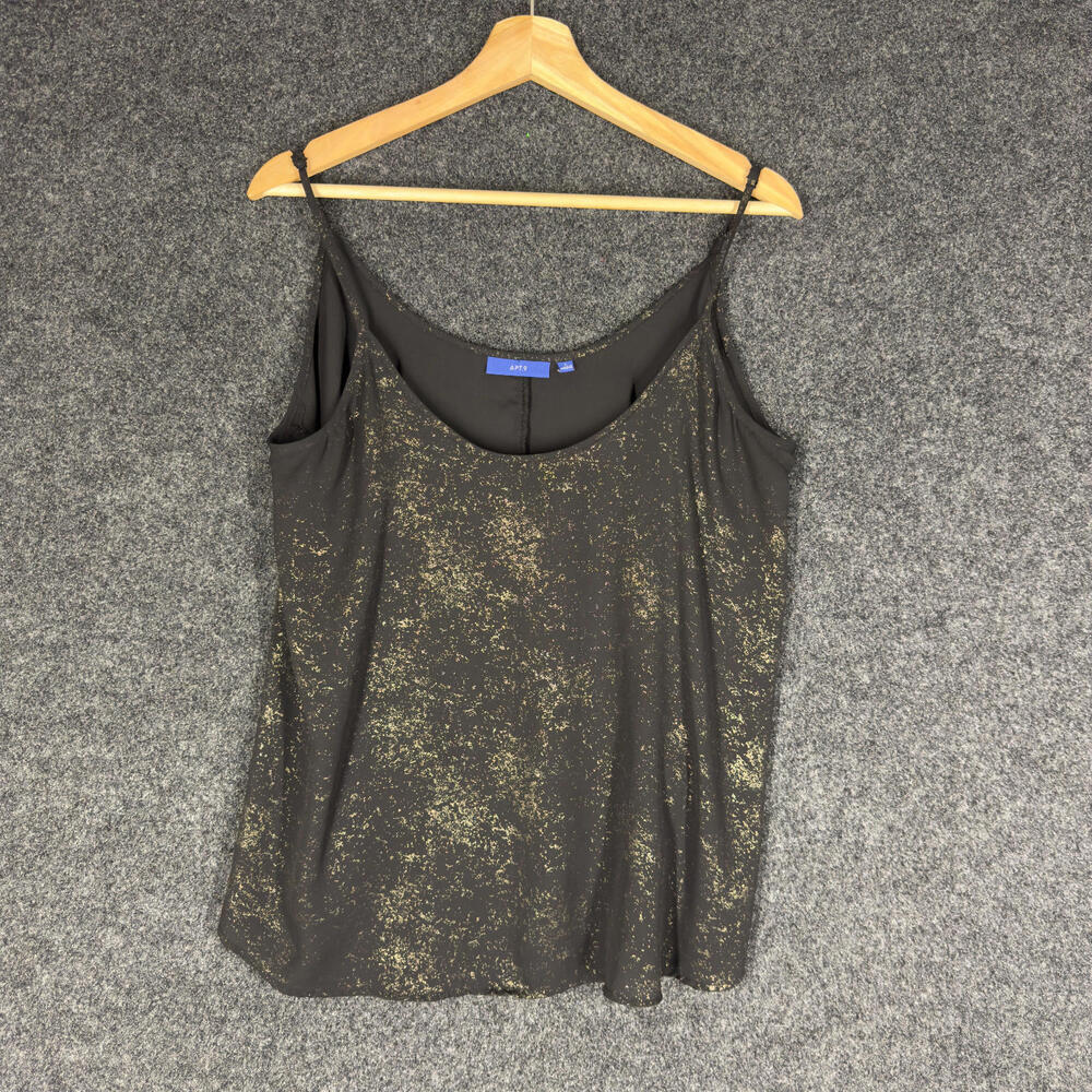 Apt. 9 Top Women L Large Black Tie Dye Sleeveless Spaghetti Strap Round Neck